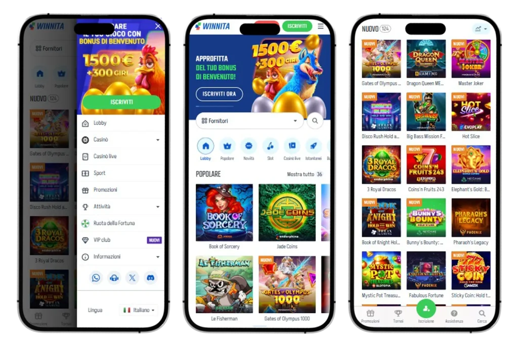 Winnita Casino Versione mobile